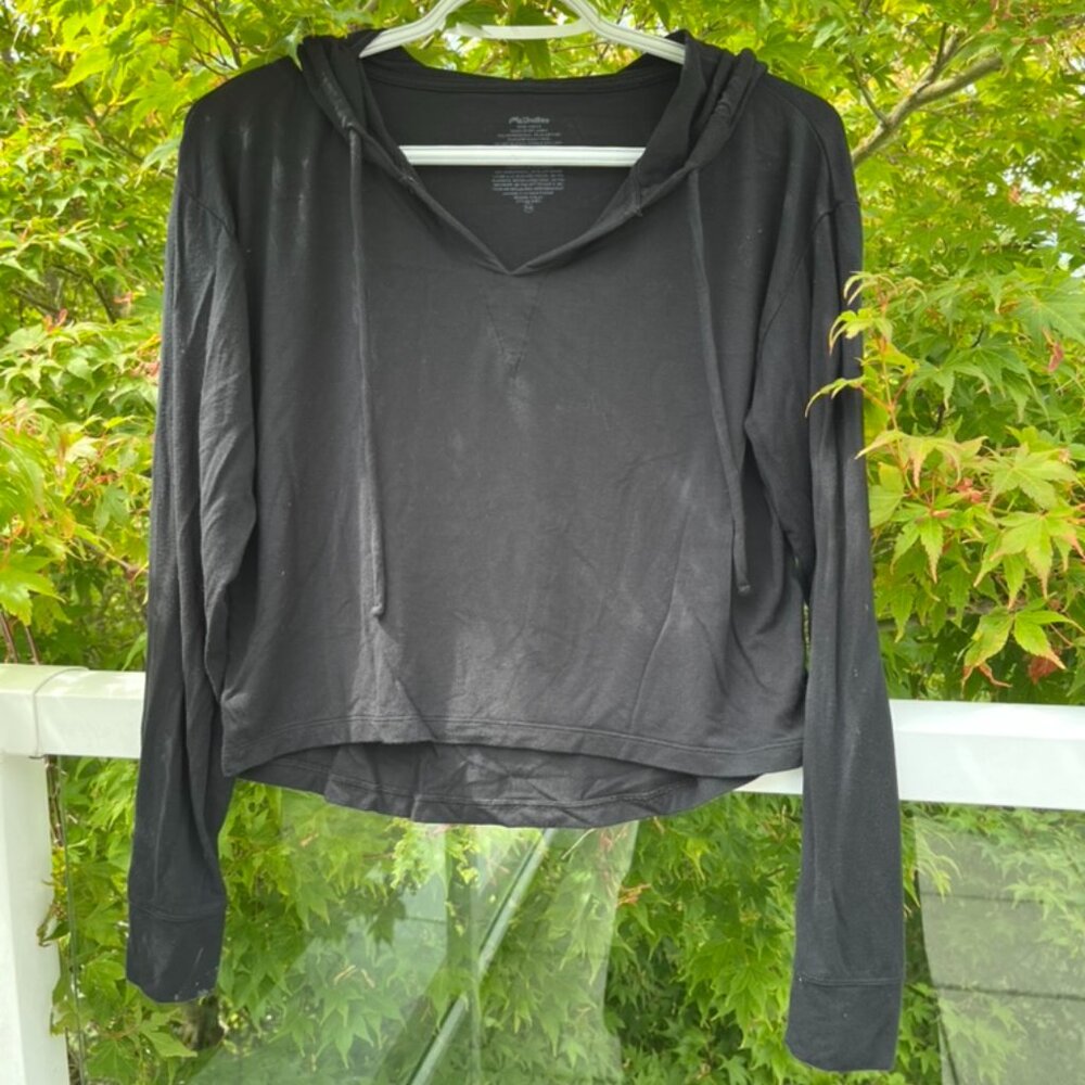 meundies ultramodal cropped pullover hoodie black